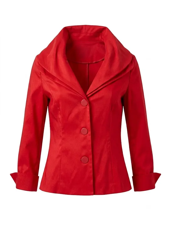 Scarlet Shawl Collar Jacket | Red Peplum Statement Jacket — photo 3