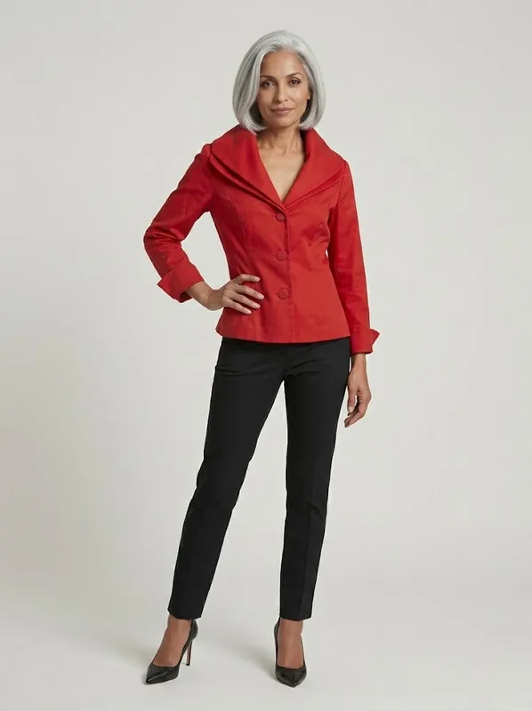 Scarlet Shawl Collar Jacket | Red Peplum Statement Jacket — photo 4