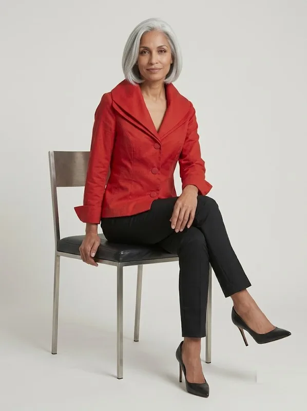 Scarlet Shawl Collar Jacket | Red Peplum Statement Jacket — photo 6