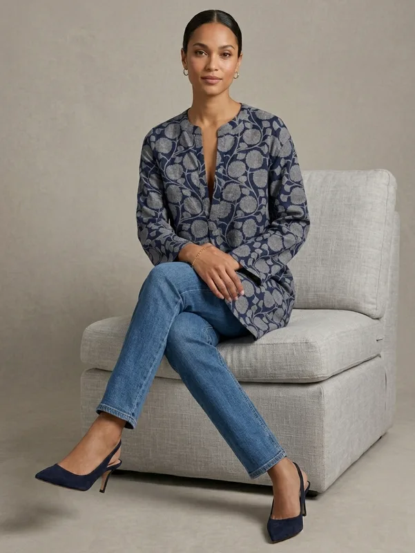 Navy Bubble Print Tunic — photo 4