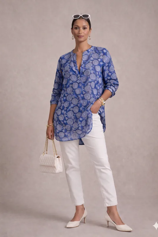 Navy Bubble Print Tunic — photo 3