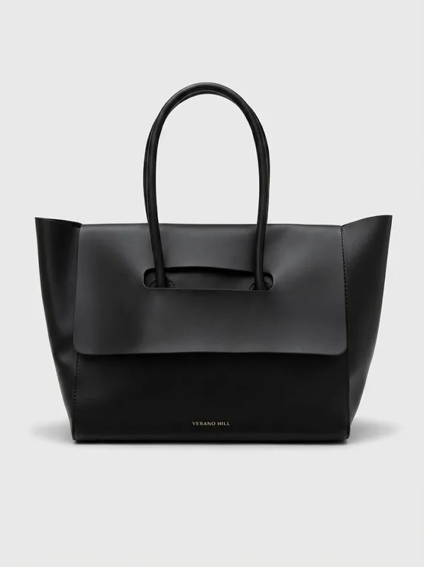 Structured Wing Tote | Black or Brown Architectural Work Bag