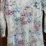 Boho chic lacy tunic | purple green white hand screened lined feminine top spring summer boat neck special hem detail by Kamana