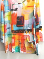 Modernist Abstract Print T-Shirt: Wrinkle-Free 3/4 Sleeve Top