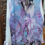 Georgette blouse exclusive handkerchief hem | flowy feminine fit XS to 1X two prints made in USA by Klaveli