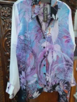 Georgette blouse exclusive handkerchief hem | flowy feminine fit XS to 1X two prints made in USA by Klaveli