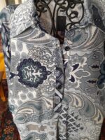 Classic ladies blouse half button paisley fleur design | steel blue artisan fashion by Klaveli - Image 2
