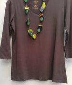 V neck The Mia top in beautiful bamboo in rich chocolate color by Blue Sky.