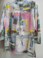 Eco friendly feather light woven cotton jacket. Collared top abstract summer print - Image 2