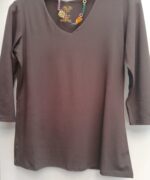 V neck The Mia top in beautiful bamboo in rich chocolate color by Blue Sky. - Image 2