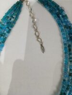 Handmade necklace with five strands of turquoise crystals by California artist Carol Kent. - Image 4