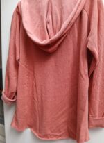 Rosy Brick Hoodie by Marushka – Beach Grass Print, Notch Neck Fleece, Lightweight Pullover. - Image 3