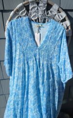 Dolma's Quinn dress in blue floral print. Flowy cool travel fave, light cotton for staying cool. - Image 4