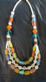 Necklace, brilliant beads summer colors. Adjusts to 18" Hand made in California. Carol Kent. - Image 2