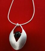 Silver necklace with black pearl accent | signed elegant keepsake versatile jewelry - Image 3