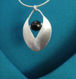 Silver necklace with black pearl accent | signed elegant keepsake versatile jewelry