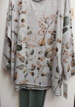 Hand Screened Floral Tunic Top: French Brushed Knit, USA Made
