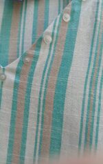 V Neck Linen Top – Striped Beige or Turquoise | Lightweight Rayon Linen Blouse - Image 3