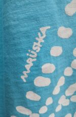 Turquoise cotton slub jersey t shirt | white starfish handprint relaxed loose fit by Marushka - Image 2