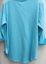Turquoise cotton slub jersey t shirt | white starfish handprint relaxed loose fit by Marushka - Image 6