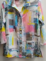 Eco friendly feather light woven cotton jacket. Collared top abstract summer print - Image 5