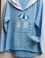 Vintage hoodie small rare eco friendly screen print | bike & flower design cozy light fleece one of a kind by Marushka - Image 6