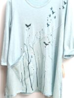 Botanical Bird Print Tunic, Linen Cotton Top, Women's Spring Shirt, Handmade USA, Eco Friendly, Jess & Jane, 3/4 Sleeve - Image 6