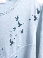 Botanical Bird Print Tunic, Linen Cotton Top, Women's Spring Shirt, Handmade USA, Eco Friendly, Jess & Jane, 3/4 Sleeve - Image 8