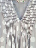 Gray sky cotton gauze dress polka dot lined travel dress with pockets lightweight cruise cover up cool fit 45" length true to size by Dolma - Image 4