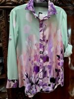 Chiffon blouse soft mint and purple, classic modern style imported georgette customer fave