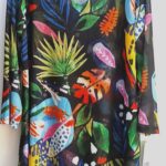 Tropical Print Chiffon High Low Top: Jess & Jane V-Neck Blouse