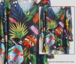 Tropical Print Chiffon High Low Top: Jess & Jane V-Neck Blouse - Image 3