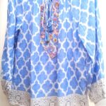 Artisan Embroidered Boho Blouse | Blue White Cotton Peasant Top | Sustainable Handmade by Dolma | Travel Ready