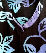 Fairytale Tunic in hand batik black-blue rich floral print on plant based rayon. V-neck and 2 pockets. Nature lovers' treat. - Image 7