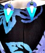 Fairytale Tunic in hand batik black-blue rich floral print on plant based rayon. V-neck and 2 pockets. Nature lovers' treat. - Image 5