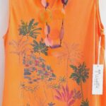 Rosy peach sleeveless cotton top | mineral washed notch neck lightweight summer travel collection by Jess & Jane