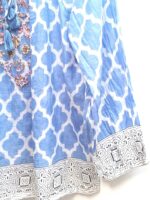 Artisan Embroidered Boho Blouse | Blue White Cotton Peasant Top | Sustainable Handmade by Dolma | Travel Ready - Image 7