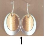 Small two tone dangle earrings lightweight mixed metal artisan jewelry Marjorie Baer hammered finish everyday gift handmade USA made - Image 2