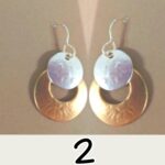 Small two tone dangle earrings lightweight mixed metal artisan jewelry Marjorie Baer hammered finish everyday gift handmade USA made - Image 3