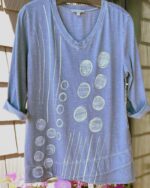 The Dot N Line Tulip Hem Cotton Top: V-Neck Mineral Wash, USA Made