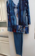 Sapphire Geometric Tunic: French Knit V-Neck Fall Top - Image 6