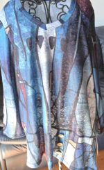 Sapphire Geometric Tunic: French Knit V-Neck Fall Top - Image 7