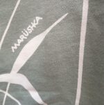 Marushka. Longer length body style. Hand screened light fleece hoodie. Sage with seagrass design. - Image 5