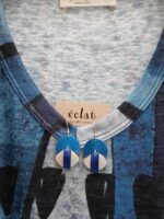 Sapphire Geometric Tunic: French Knit V-Neck Fall Top - Image 3