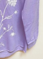 Queen Anne’s lace hoodie handprinted lavender fleece | notch neck lightweight sweatshirt soft cozy gift for her by Marushka - Image 8