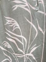 Marushka. Longer length body style. Hand screened light fleece hoodie. Sage with seagrass design. - Image 4
