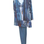 Sapphire Geometric Tunic: French Knit V-Neck Fall Top - Image 8