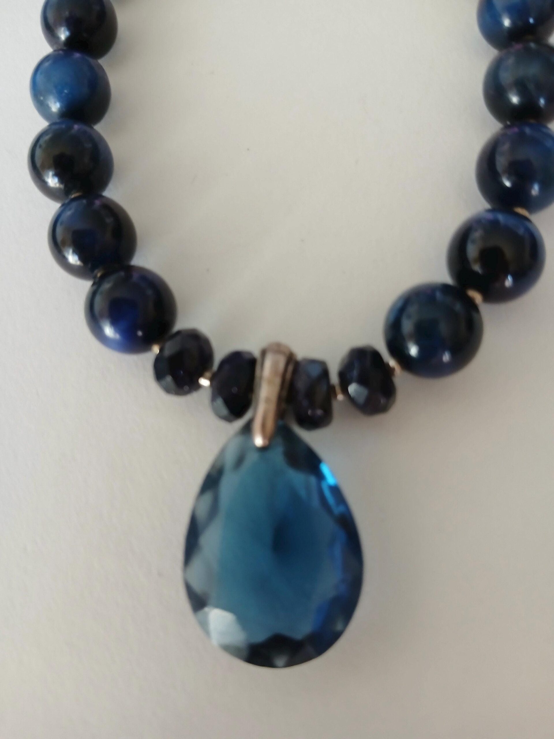 il_fullxfull.7320202337_16oh.jpg Blue Tiger's Eye Gemstone Necklace | Gift for Her | Artisan Jewelry | Carol Kent Museum Collection - Image 1