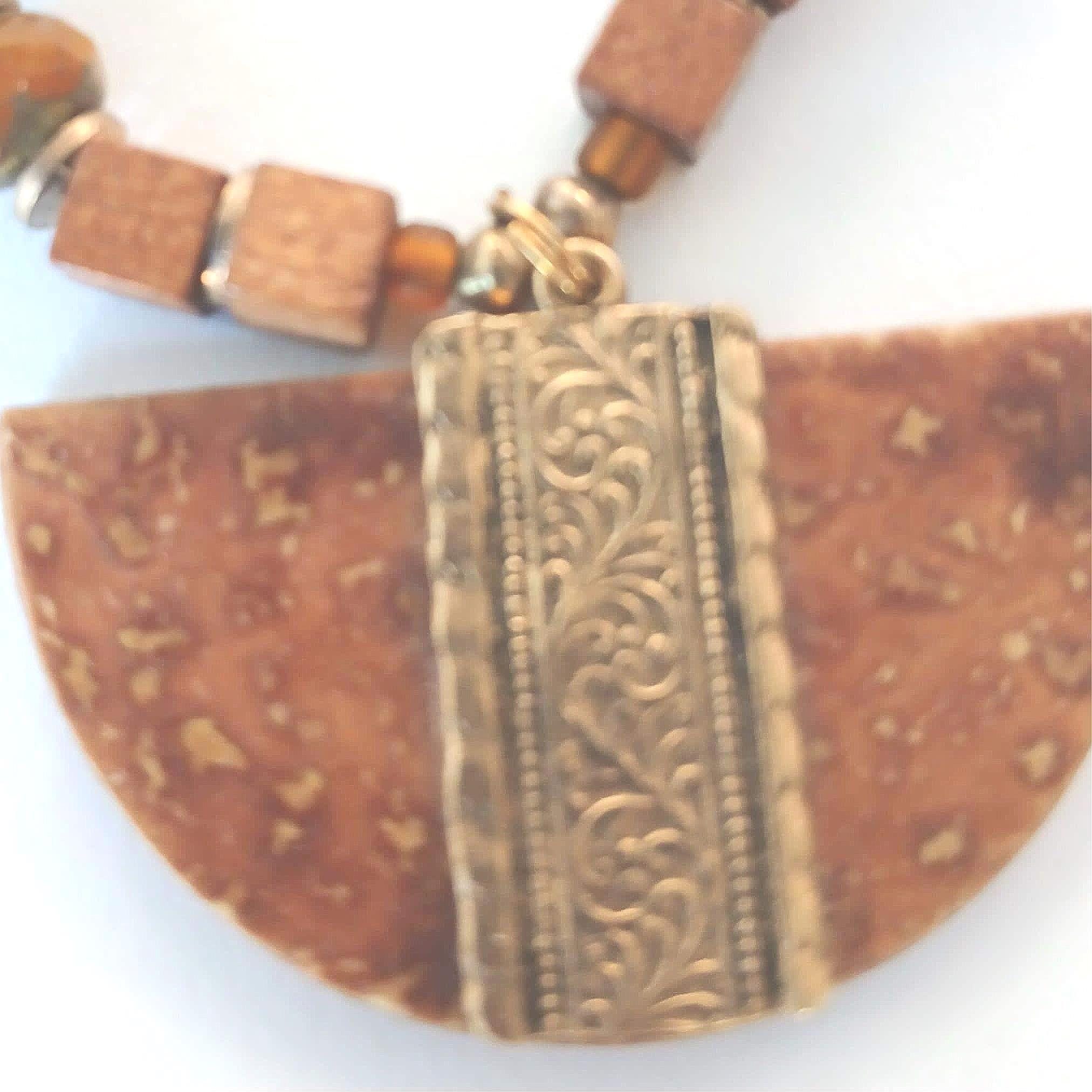 il_fullxfull.7374457070_8pdo.jpg Tiger Eye Necklace Women | Artisan Handmade Ceramic Beads | Sustainable Gemstone Statement Jewelry | Unique Gift - Image 1