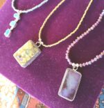 Purple labradorite jasper and aquamarine silver necklaces | museum collection artisan jewelry by Santa Cruz artist Carol Kent